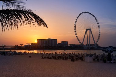  Dubai 'nin mimarisi gece Dubai Marina bölgesinde                              