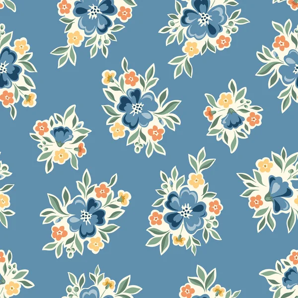 Délicat Chintz Romantique Prairie Wildflowers Vecteur Motif Sans Couture Cottagecore — Image vectorielle