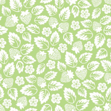 Tek renkli Cottage Core Garden Çilekleri ve Yapraksız Vektör Örnekleri. Nostaljik Retro Tasarımlı Vintage Feed Sack Arkaplanı. Taze Yaz Meyve Arkaplanı