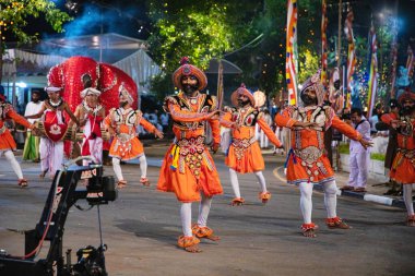 Colombo, Sri Lanka. 06 febfuary 2023. large carnival festive procession with elephants and dancers in bright national costumes through the streets of Colombo