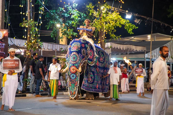 Colombo Sri Lanka Februari 2023 Storslagen Festlig Procession Konstnärer Nationaldräkter — Stockfoto
