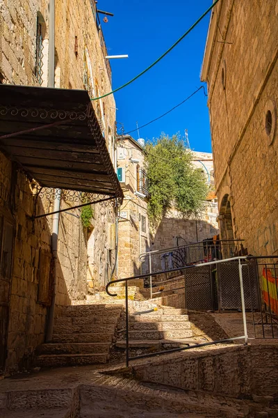 Jeruzalem Israël Januari 2019 Smalle Oude Steegjes Het Centrum Van — Stockfoto