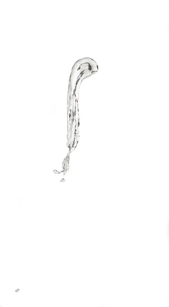 Salpicos Transparentes Água Clara Com Gotas Isoladas Fundo Branco — Fotografia de Stock