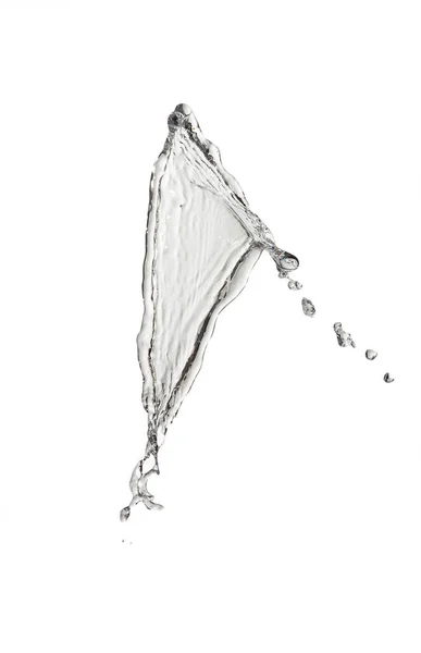 Transparant Helder Water Plons Met Druppels Geïsoleerd Witte Achtergrond — Stockfoto