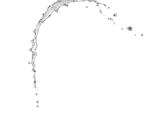 Salpicadura Agua Transparente Con Gotas Aisladas Sobre Fondo Blanco — Foto de Stock