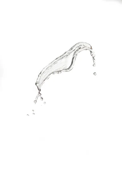Salpicos Transparentes Água Clara Com Gotas Isoladas Fundo Branco — Fotografia de Stock