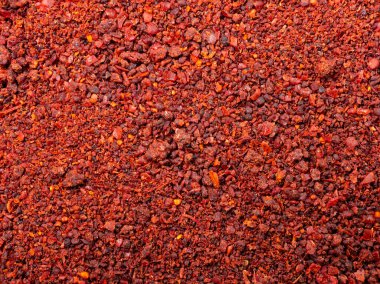 Detaylı olarak Türkiye 'den gelen zemin sumac üzümlerini çok yakından inceleyerek makro çekim yapmak. İdeal yemek ve baharat özgeçmişi.