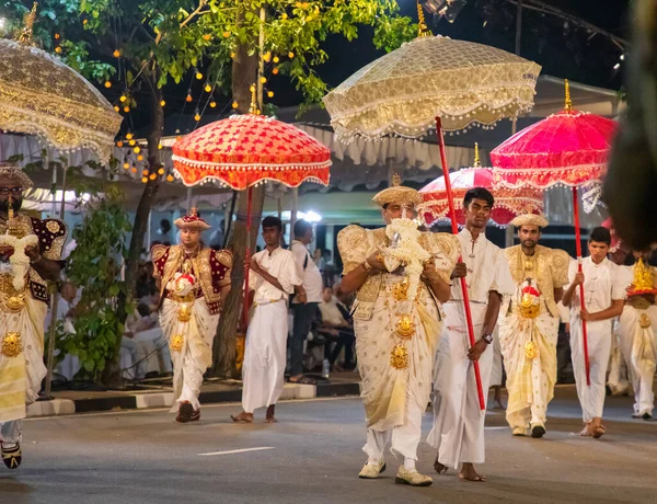 Colombo Srí Lanka Úno 2023 Velký Karnevalový Průvod Oblečenými Slony — Stock fotografie