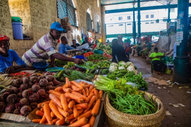 DIani Mombasa Kenya 18 Ekim 2019, Mombasa 'daki en eski gıda pazarı.