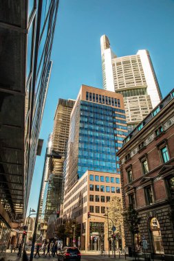 Frankfurt, Almanya, 27 Eylül 2018 Frankfurt am Main, Almanya, HDR, mavi renkli.