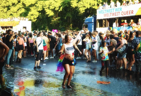 Berlin Niemcy Lipca 2019 Berliński Festiwal Pride Street Sprytnie Ubrani — Zdjęcie stockowe