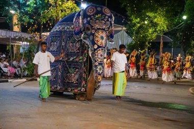 Colombo, Sri Lanka. 06 Şubat 2023 Colombo sokaklarında filler ve dansçılarla dolu büyük bir karnaval aldır.
