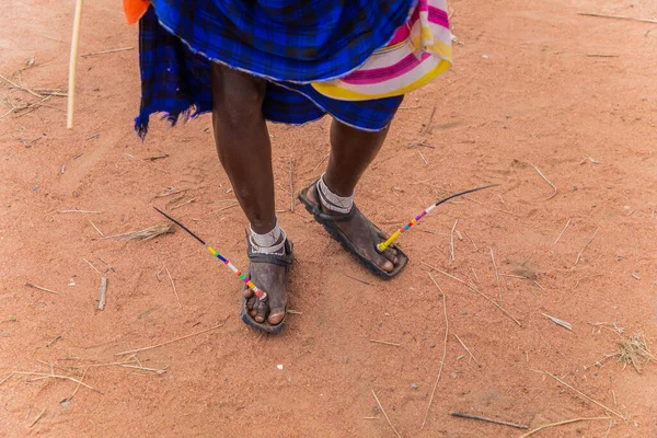 Diani Mombasa 10月2019 アフリカ ケニア マサイ族のケニア人男性の自家製靴 — ストック写真