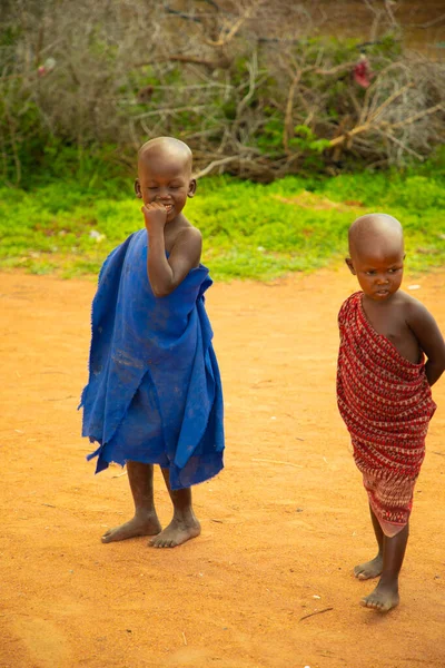 Diani Mombasa Oktober 2019 Afrika Kenia Kleine Afrikanische Massai Kinder — Stockfoto