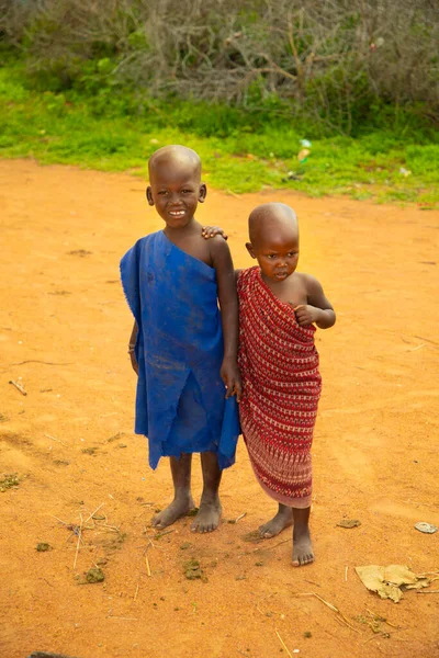 Diani Mombasa Octobre 2019 Afrique Kenya Les Petits Enfants Massai — Photo