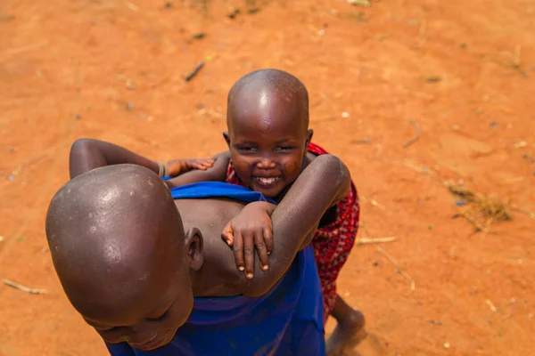 Diani Mombasa Oktober 2019 Afrika Kenya Små Afrikanska Maasai Barn — Stockfoto