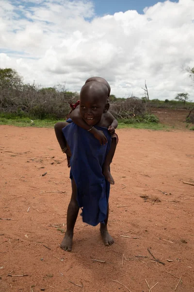Diani Mombasa Oktober 2019 Afrika Kenya Små Afrikanska Maasai Barn — Stockfoto