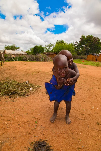 Diani Mombasa Ekim 2019 Afrika Kenya Küçük Afrikalı Masai Çocukları — Stok fotoğraf