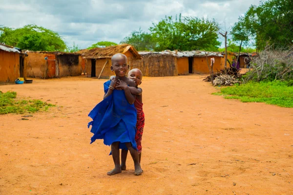 Kenya Africa Ottobre 2019 Due Bambine Africane Della Tribù Maasai — Foto Stock