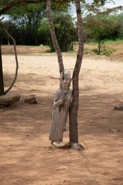 Kenia Afryka Październik 2019 Figurki Drewna Ręcznie Robione Narodowym Stylu — Zdjęcie stockowe