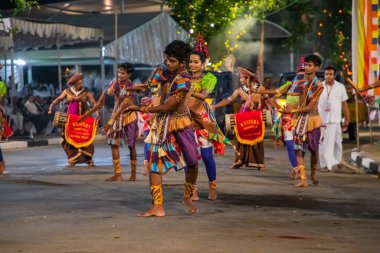 Colombo, Sri Lanka. 06 febfuary 2023. large carnival festive procession with elephants and dancers in bright national costumes through the streets of Colombo