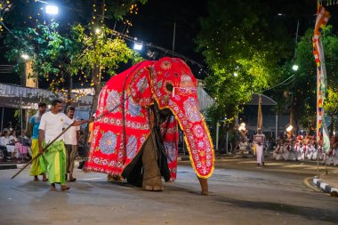 Colombo, Sri Lanka. 06 febfuary 2023. large carnival festive procession with elephants and dancers in bright national costumes through the streets of Colombo