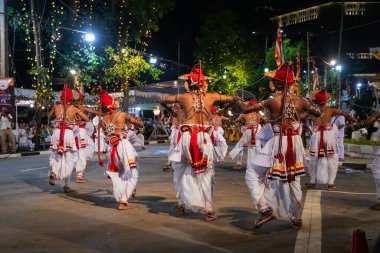 Colombo, Sri Lanka. 06 febfuary 2023. large carnival festive procession with elephants and dancers in bright national costumes through the streets of Colombo