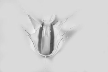 koleksiyon çeşitli süt beyaz arka plan üzerinde su sıçramalarına