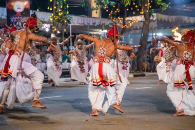 Colombo, Sri Lanka. 06 febfuary 2023. large carnival festive procession with elephants and dancers in bright national costumes through the streets of Colombo
