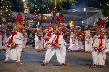 Colombo, Sri Lanka. 06 febfuary 2023. large carnival festive procession with elephants and dancers in bright national costumes through the streets of Colombo