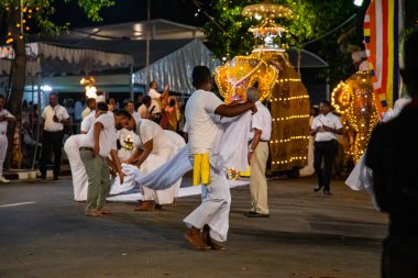 Colombo, Sri Lanka. 06 febfuary 2023. large carnival festive procession with elephants and dancers in bright national costumes through the streets of Colombo