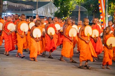Colombo, Sri Lanka. 06 febfuary 2023. large carnival festive procession with elephants and dancers in bright national costumes through the streets of Colombo