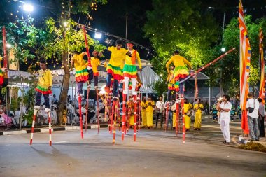 Colombo, Sri Lanka. 06 febfuary 2023. large carnival festive procession with elephants and dancers in bright national costumes through the streets of Colombo