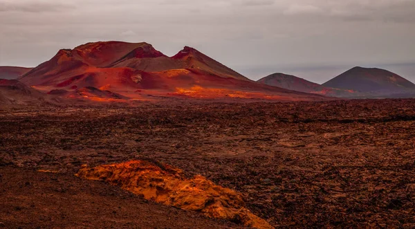 Amazing Panoramic Landscape Volcano Timanfaya National Park Popular Touristic Lanzarote — Stock Photo, Image