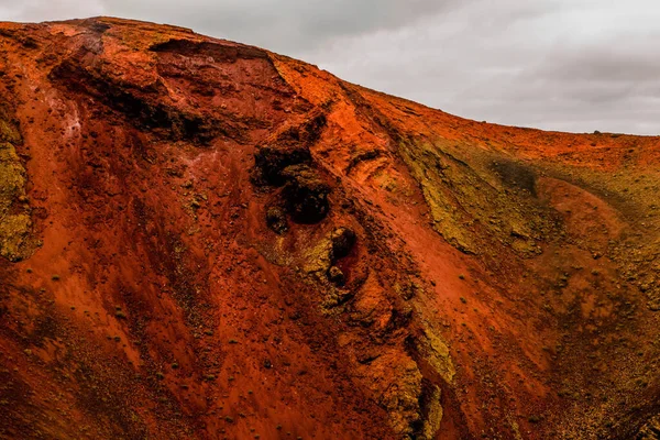 Καταπληκτικό Πανοραμική Τοπίο Του Ηφαιστείου Timanfaya Εθνικό Πάρκο Δημοφιλής Τουρίστας — Φωτογραφία Αρχείου