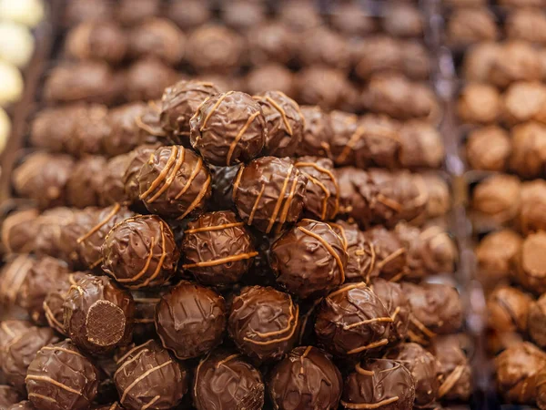 Various Handmade Praline Chocolate Sweet Food Dessert Concept — Stock Photo, Image