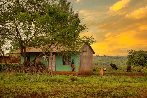 Arusha Tanzania África Febrero 2022 Life African Village Concepto Viaje —  Fotos de Stock