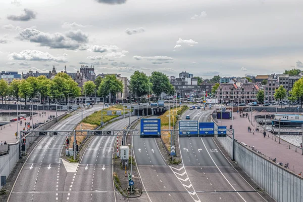 Amsterdam Hollanda Eylül 2018 Modern Amsterdam Şehir Merkezi Kanallar Köprüler — Stok fotoğraf