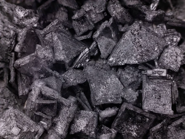 Super Macro Shot Large Pyramidal Flakes Cypriot Black Charcoal Rare — Foto de Stock