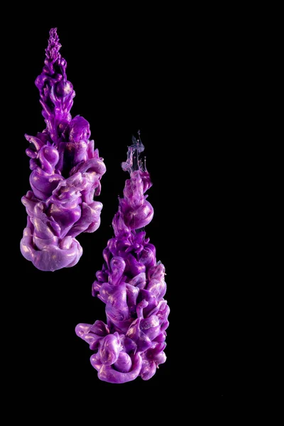 Violett Och Guld Akrylfärger Bläck Vatten Isolerad Abstrakt Och Ljus — Stockfoto