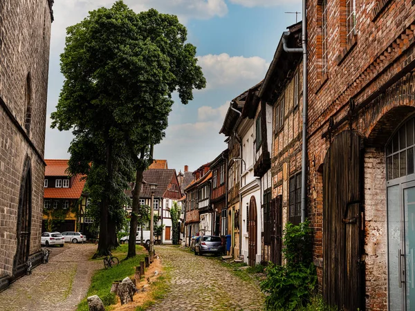 Кведлинбург Саксония Анхальт Германия Июля 2021 Небольшой Городок Старыми Старинными — стоковое фото