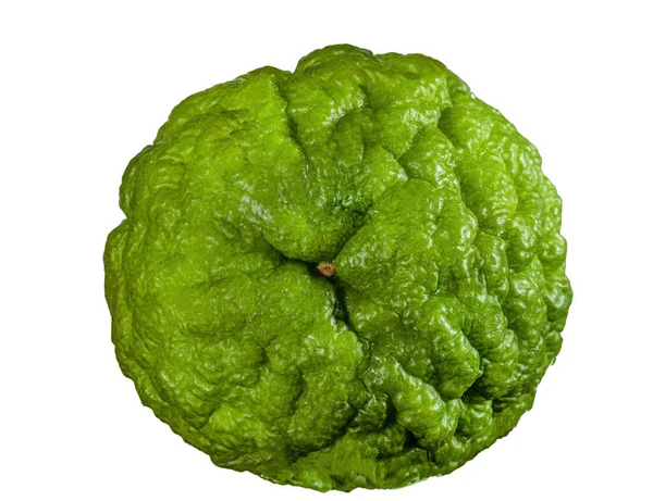 Ένα Φωτεινό Πράσινο Φρέσκο Ζουμερό Kaffir Lime Close Top View — Φωτογραφία Αρχείου
