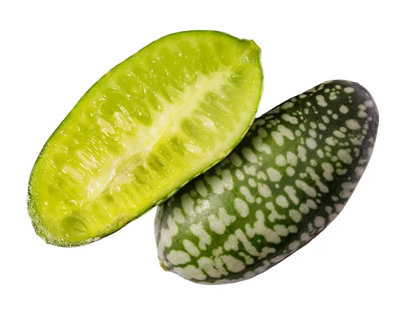 Cucamelon Melothria Scabra Mexikani Minimelone Mausmelon Two Half Cut Cucumbers — Stock Photo, Image