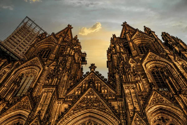 Кёльн Германия Февраля 2019 Famous Beautiful Cologne Cathedral Sunset Hour — стоковое фото