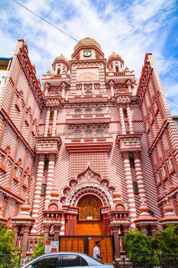 Colombo, Sri Lanka 03.Şubat 2023 Jami-Ul-Alfar Camii Kızıl Mescid Camii Colombo 'nun başkenti Sri Lanka' daki tarihi camii. Asya şehri, İslam dini. Seyahat kavramı