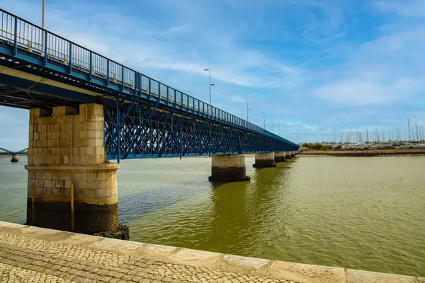 Portimao Portiman Algarve Portugalia 2020 Portugalski Metalowy Łuk Piękny Most — Zdjęcie stockowe