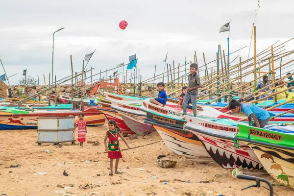 Beruwala Srí Lanka 2023 Február Halászhajók Beruwala Kikötőjében Állnak Világos — Stock Fotó
