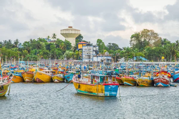 Beruwala Sri Lanka Fevereiro 2023 Barcos Pesca Estão Beruwala Harbour — Fotografia de Stock