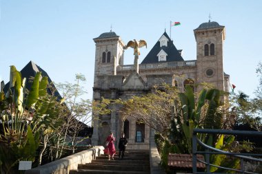 Antananarivo, Madagaskar 07 Ekim 2023 şehir manzarası, Tana, Madagaskar 'ın başkenti, Fransızca adı Tananarive ve kısa adı Tana, Madagaskar' ın yoksul başkenti ve en büyük şehri. Rova Kalesi 'nden Arial Manzara