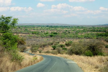 Antsirabe, Madagaskar 19 Ekim 2023. Morondava 'dan Antsirabe' ye giden yol Madagaskar 'ın ortasındaki boş otlaklar ve köyden geçiyor..